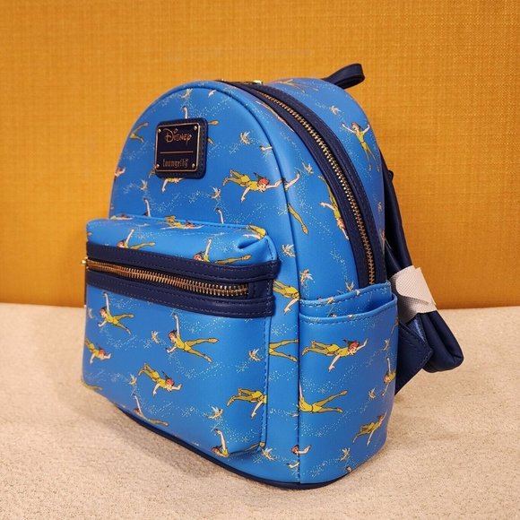 Loungefly Disney Peter Pan Flying TinkerBell AOP Blue Mini Backpack NEW main image 5